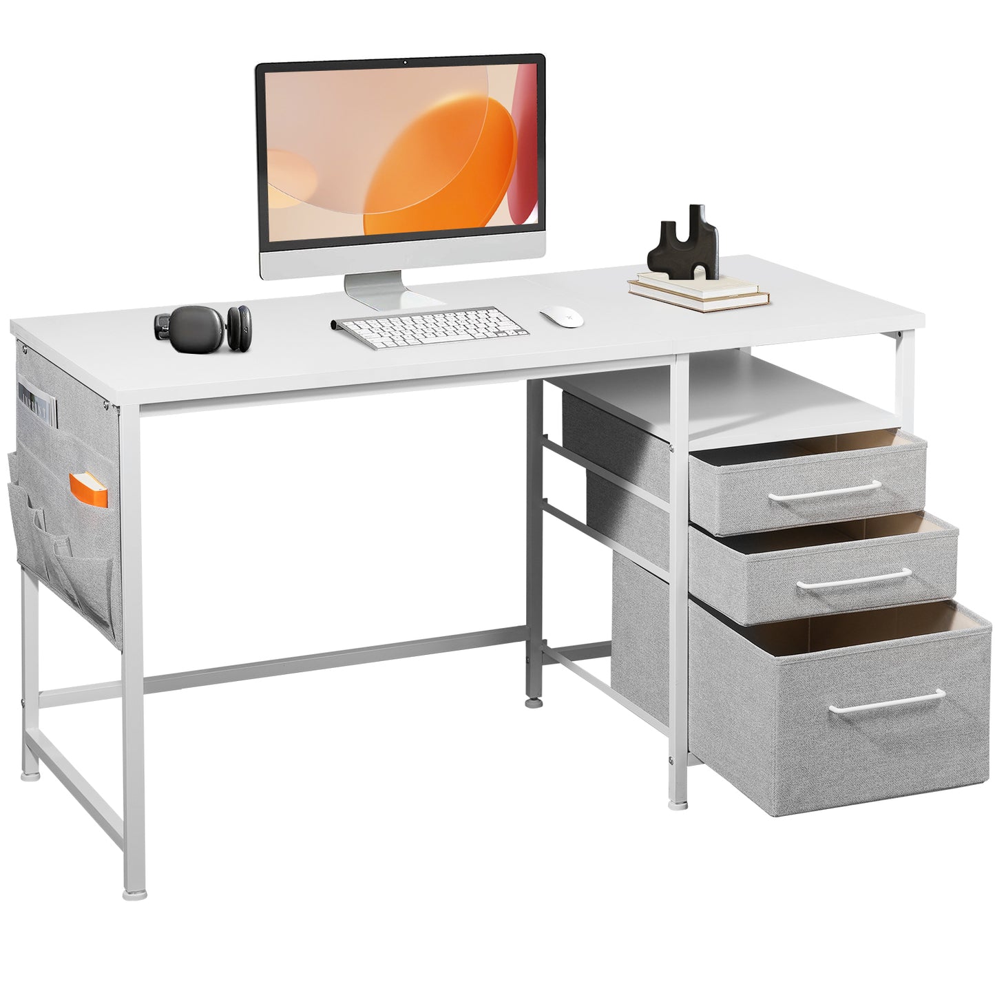 MAIHAIL 47 inch Desk with Drawers, White