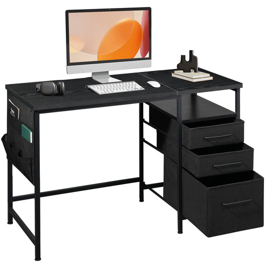 MAIHAIL 40 inch Desk with Drawers, Black