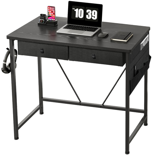 MAIHAIL 31.5 inch Desk with Drawers, Black
