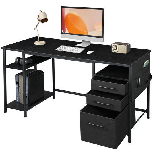 MAIHAIL 59 inch Desk with Drawers, Black