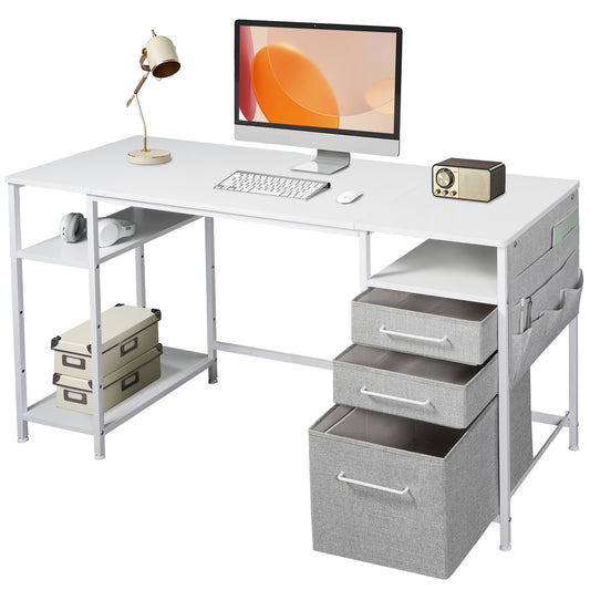 MAIHAIL 59 inch Desk with Drawers, White