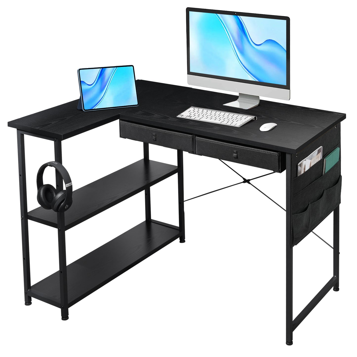 MAIHAIL 39 inch L Shaped Desk, Black