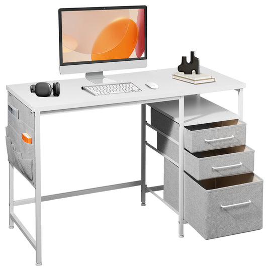 MAIHAIL 40 inch Desk with Drawers, White