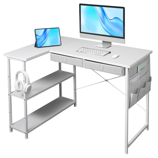 MAIHAIL 39 inch L Shaped Desk, White