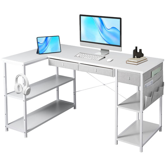 MAIHAIL 55 inch L Shaped Desk, White