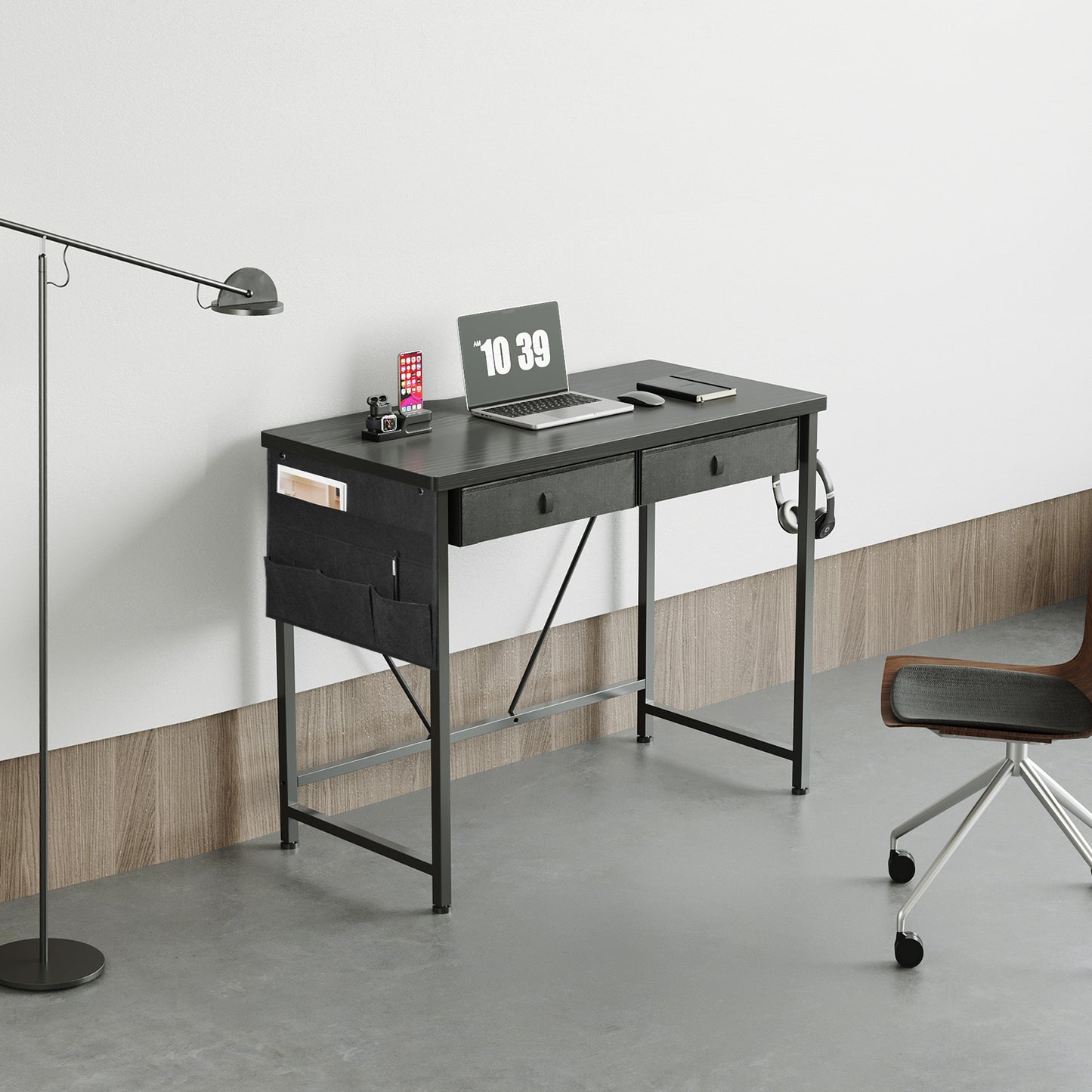 MAIHAIL 31.5 inch Desk with Drawers, Black