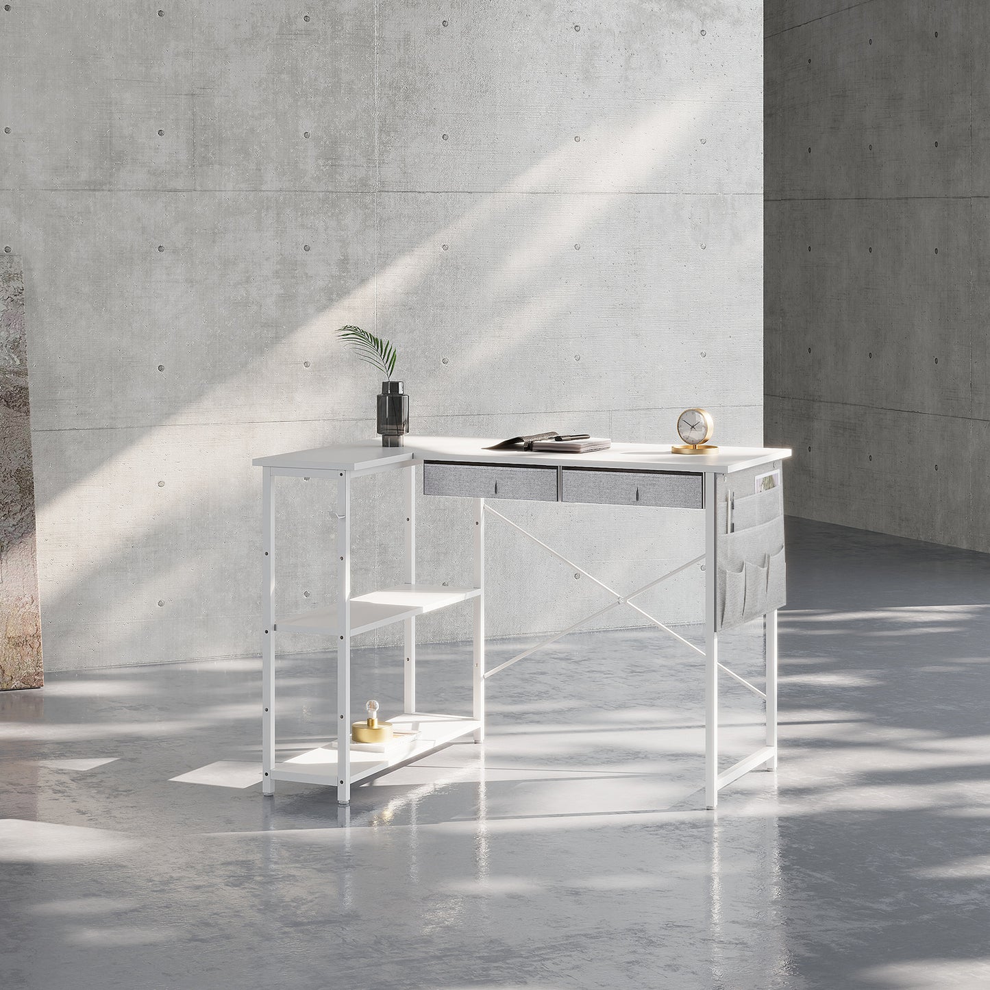 MAIHAIL 39 inch L Shaped Desk, White