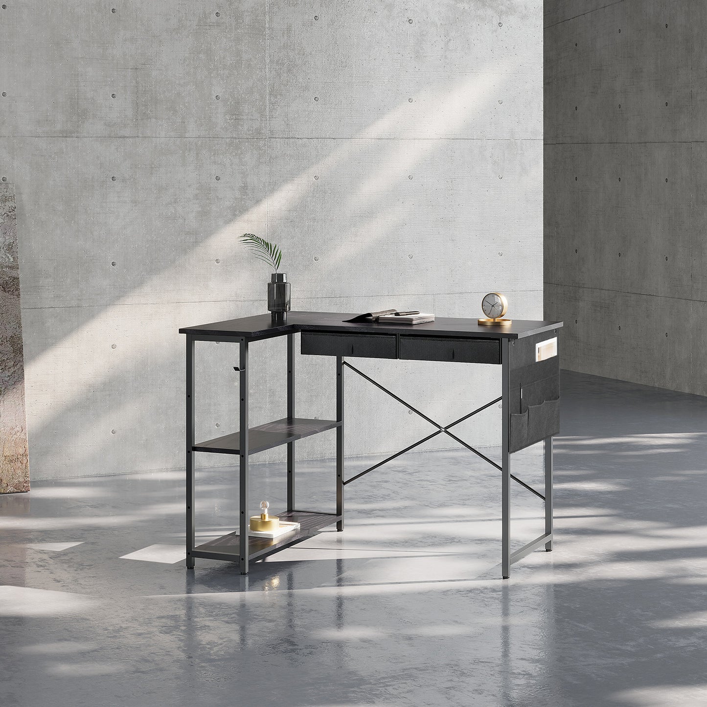MAIHAIL 39 inch L Shaped Desk, Black