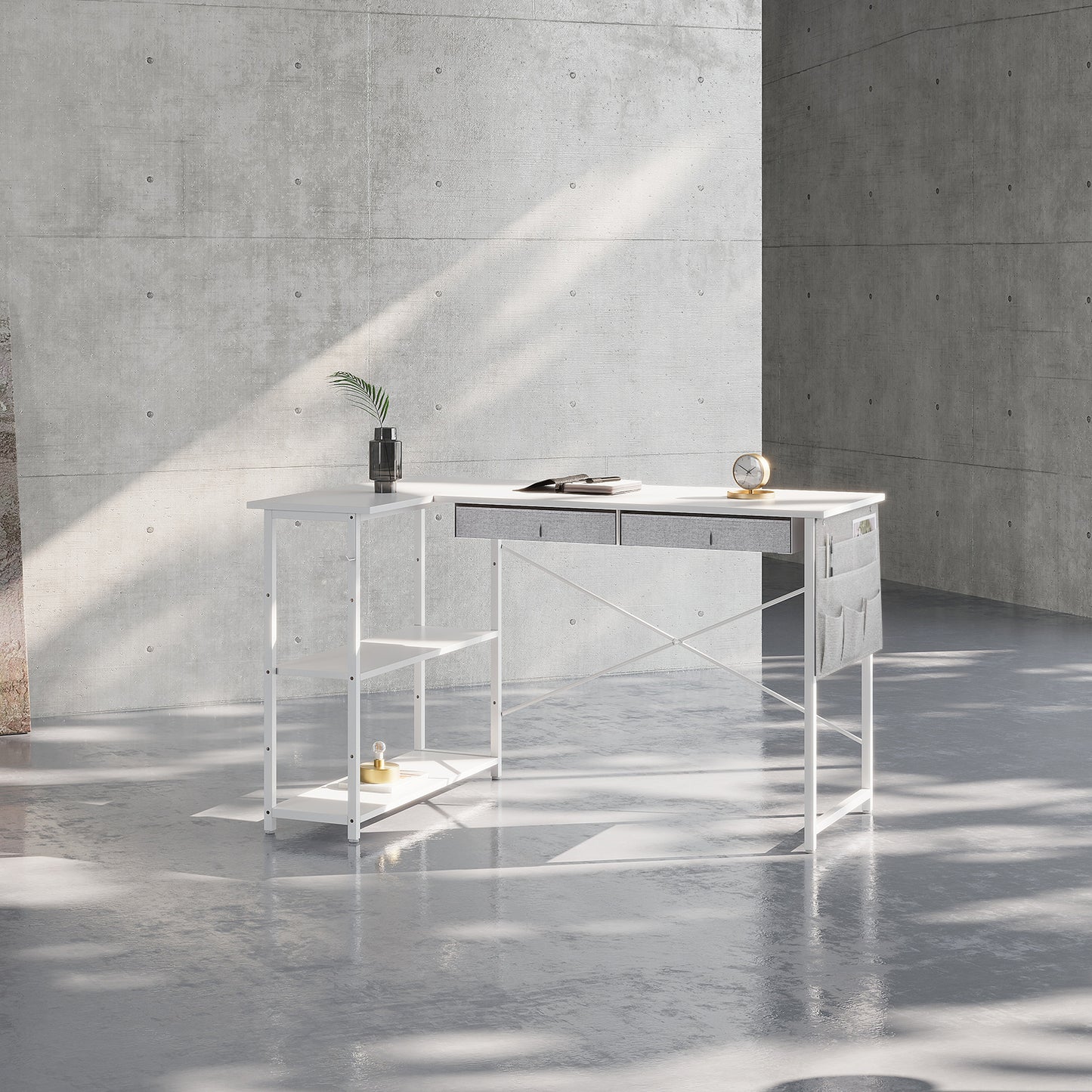 MAIHAIL 47 inch L Shaped Desk, White