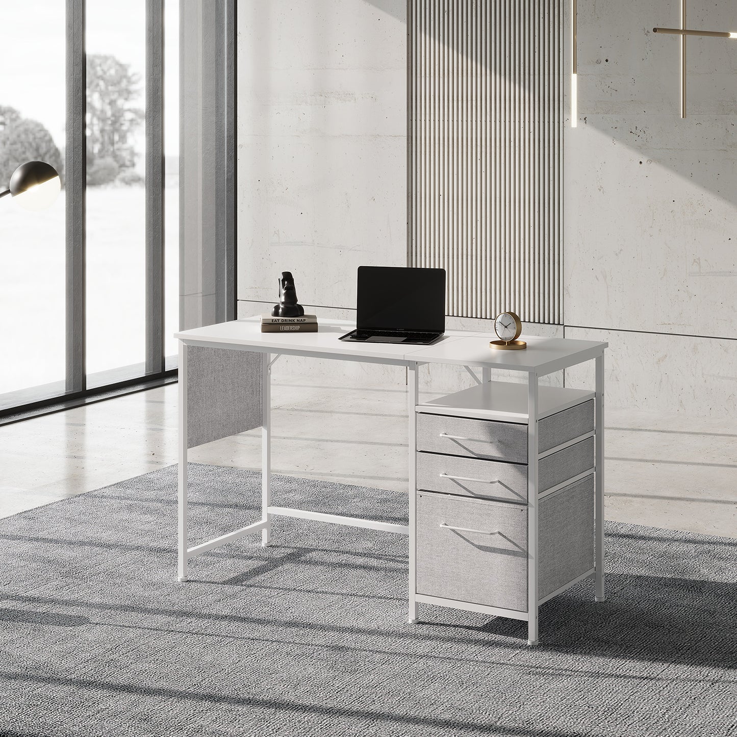 MAIHAIL 47 inch Desk with Drawers, White