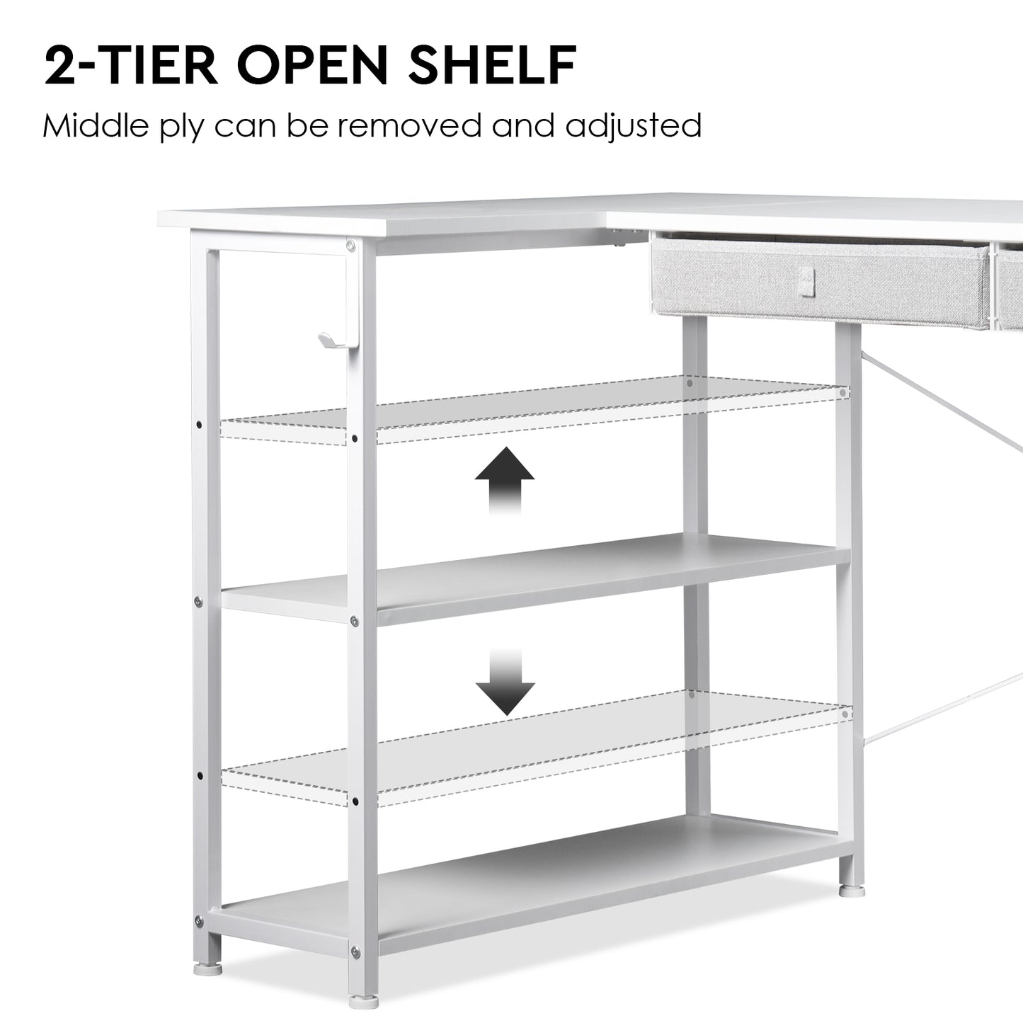 MAIHAIL 55 inch L Shaped Desk, White