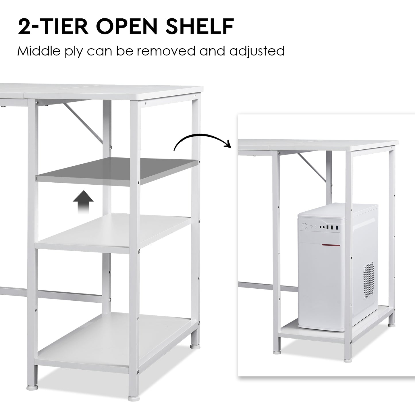 MAIHAIL 59 inch Desk with Drawers, White