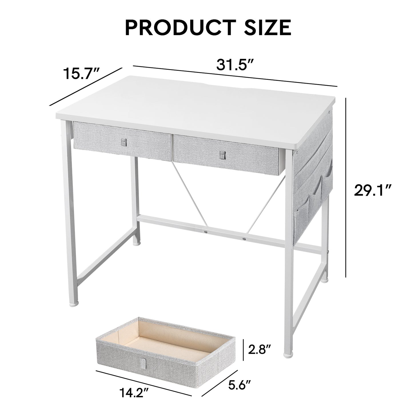 MAIHAIL 31.5 inch Desk with Drawers, white