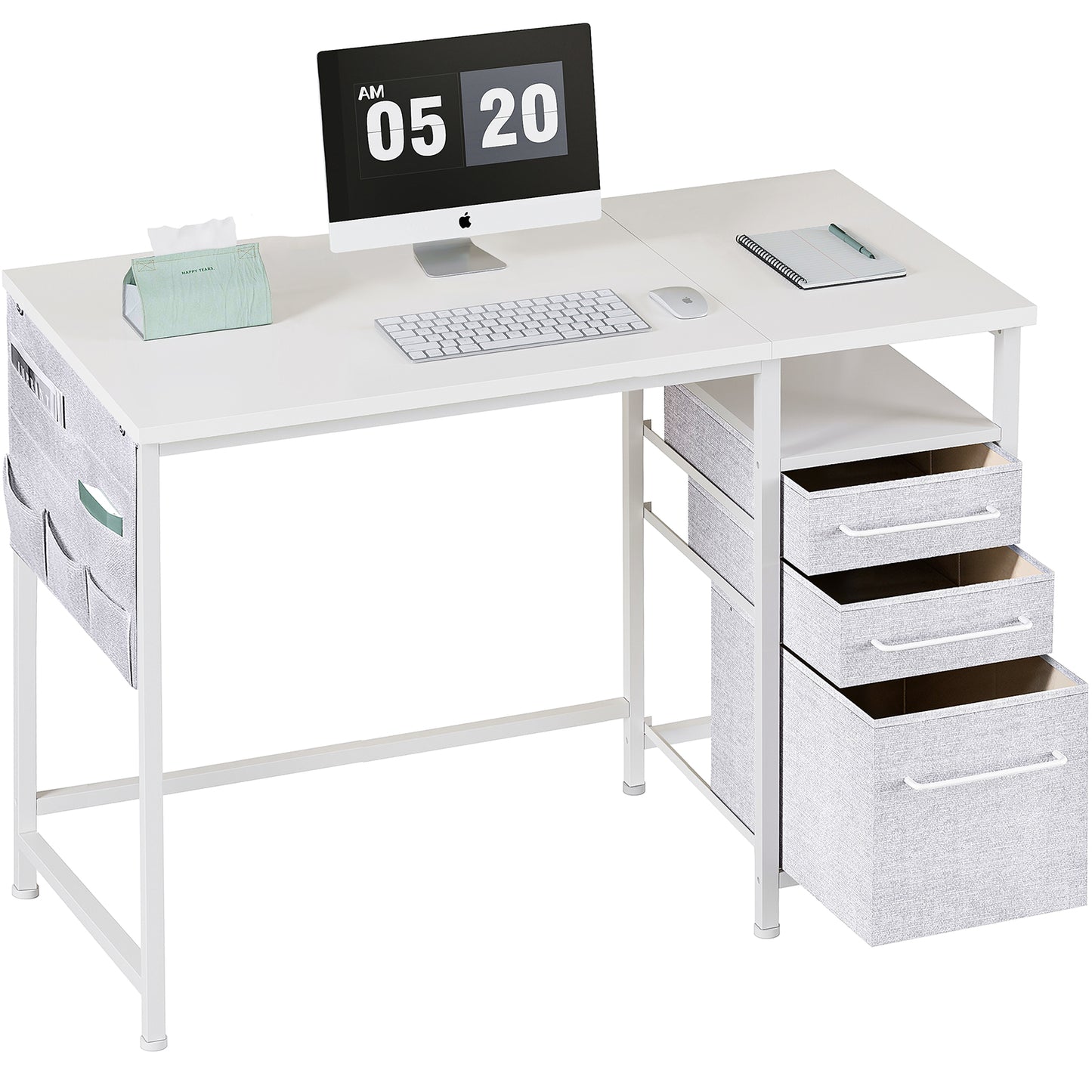 MAIHAIL 40 inch Desk with Drawers, White