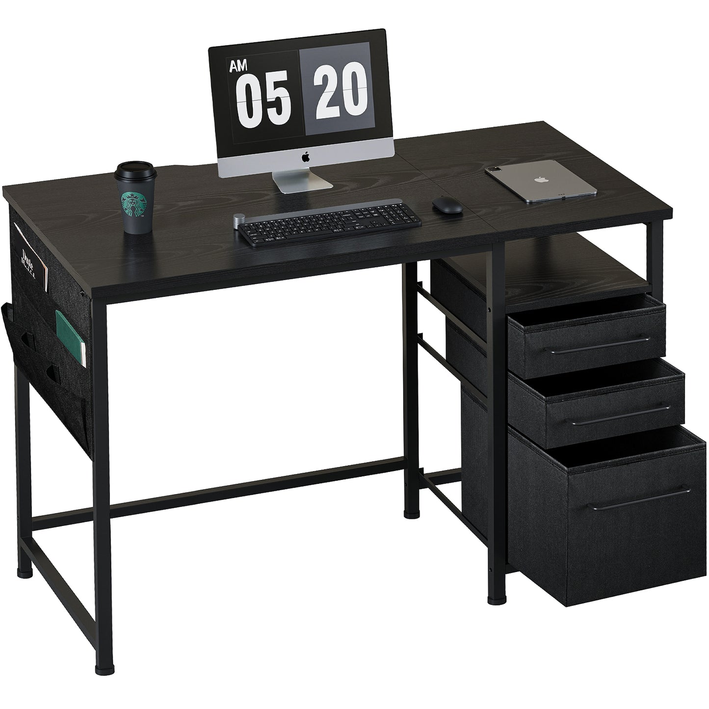 MAIHAIL 40 inch Desk with Drawers, Black