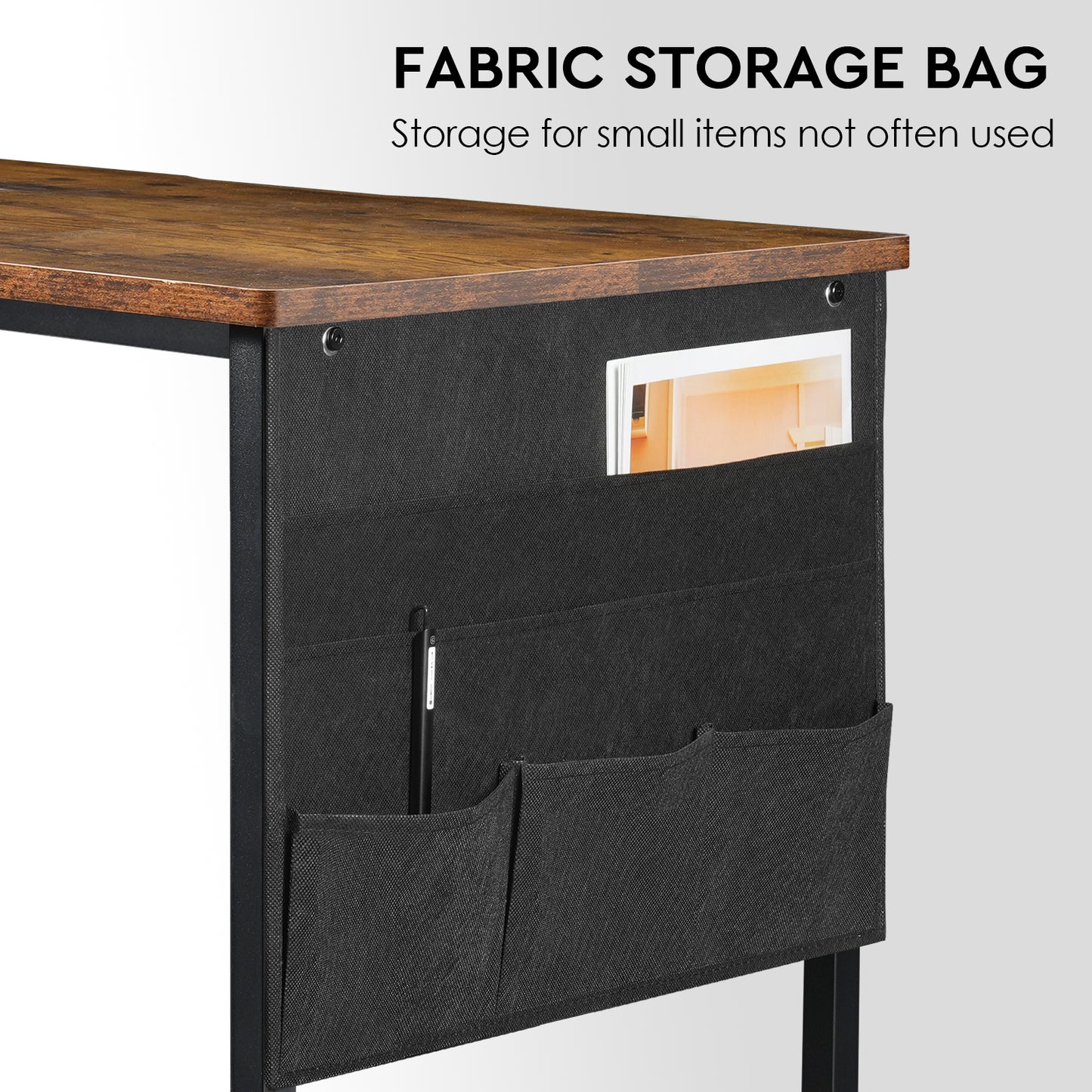 MAIHAIL 47 inch Desk with Drawers, Rustic Brown+ Black
